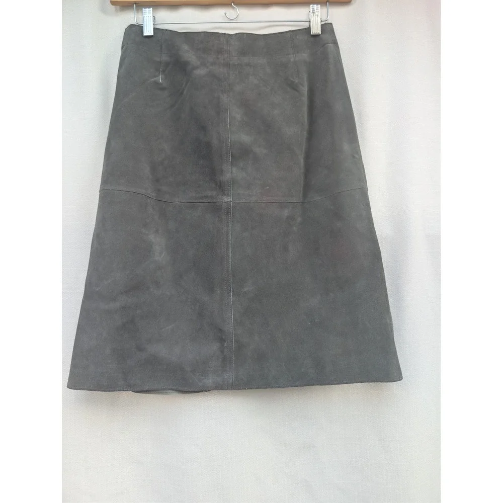 Vintage Isaac Mizrahi Target Leather Skirt 6 Gray‎ Suede 90s Grunge Zip Babydoll